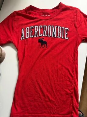 abercrombie kids Red Crewneck Logo Tee